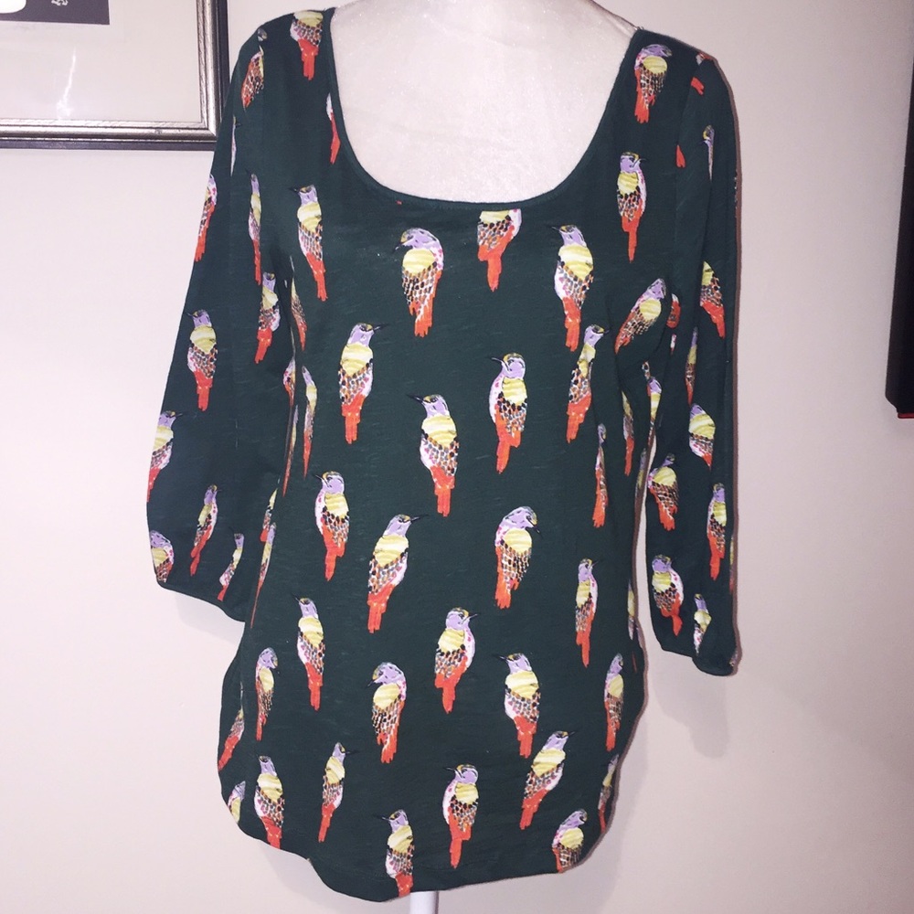Anthro Postmark Forest Fete Tunic Parrot print NWT